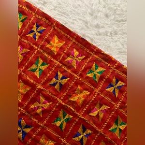 Red Duppata (phullkari)